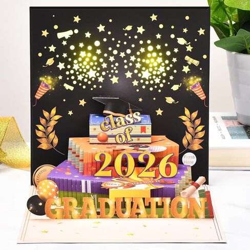 بطاقات تخرج 2024، بطاقة تهنئة تخرج منبثقة ثلاثية الأبعاد مع أضواء وموسيقى، بطاقة تهنئة فئة 2024 للكلية والمدرسة الثانوية، هدايا تخرج تهنئة لابن وابنة وحفيد in Kuwait