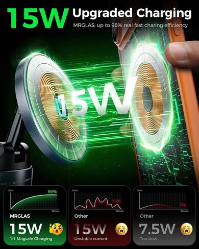 MRGLAS for 15W MagSafe Car Mount Charger, Vacuum Magnetic Wireless Car Charger for iPhone 17 Pro Max Accessories, Suction Cup Phone Mount Charger for iPhone 16 16e 15 14 13 with MagSafe Case in Kuwait