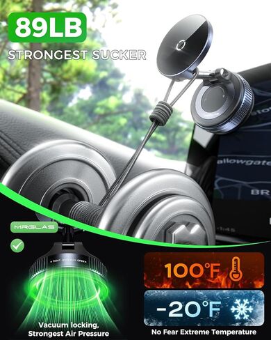 MRGLAS for 15W MagSafe Car Mount Charger, Vacuum Magnetic Wireless Car Charger for iPhone 17 Pro Max Accessories, Suction Cup Phone Mount Charger for iPhone 16 16e 15 14 13 with MagSafe Case in Kuwait