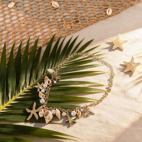 YARIEW Mermaid Costume Women Mermaid Accessories Set Crochet Skirt Starfish Shell Necklace Hair Clips for Birthday decorations Beach Summer Outfit in Saudi Arabia