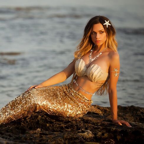 6 Pcs Mermaid Jewelry Costume Accessories Starfish Hair Clips Earrings Armband Shell Starfish Necklace Pearl Waist Chain Belt for Women Halloween in Saudi Arabia