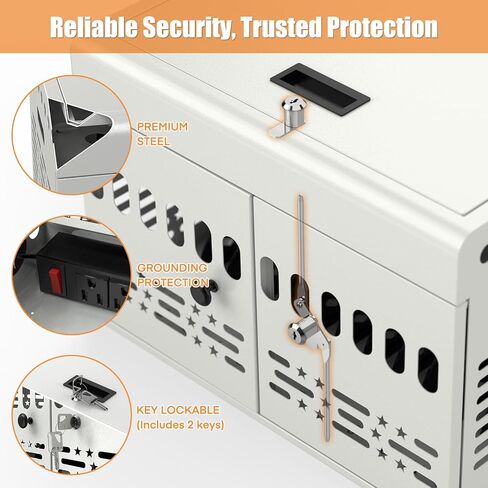 12-Device Tablet Charging Station Lock Box, Computer Cabinet with 2 Keys – Multi-Device Charging Cabinet for iPads, Chromebooks, Fire HD & Phones – Office, School, Hospital (Black),Fully Assembled in Kuwait
