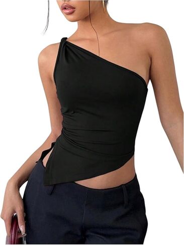 SweatyRocks Women's One Shoulder Summer Tank Top Y2k Going Out Ruched Cami Top for Women in Saudi Arabia