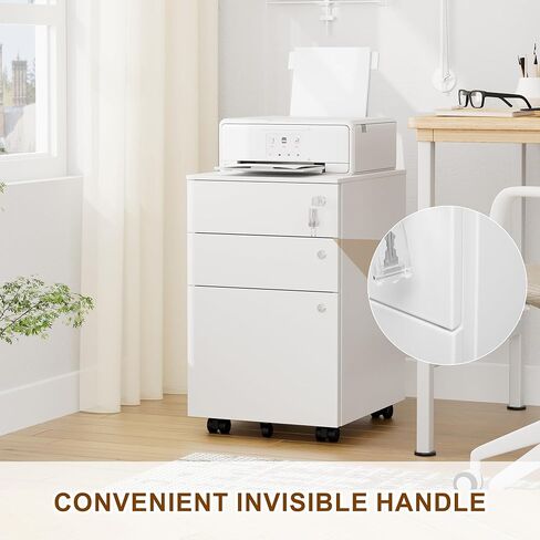 خزانة ملفات متنقلة مع 3 أقفال، و3 خزائن ملفات ذات أدراج للمكتب المنزلي، وخزانة ملفات معدنية أسفل المكتب مقاس A4/Letter/قانوني، وقابلة للقفل، ومجمعة بالكامل باستثناء العجلات، باللون الأبيض in Kuwait