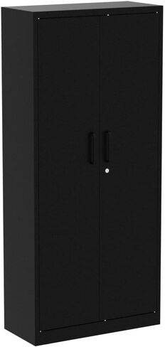 Yizosh Metal Garage Storage Cabinet with 2 Doors and 5 Adjustable Shelves - 71" Steel Lockable File Cabinet,Locking Tool Cabinets for Office,Home,Garage,Gym,School (Black) in Kuwait