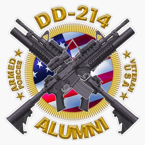 ملصق من الفينيل لهدايا القوات المسلحة العسكرية المخضرم من HOF Trading Dd-214 Alumni - ملصق مضاد للمياه للكمبيوتر المحمول ونافذة الجدار مقاس 5 بوصات in Saudi Arabia