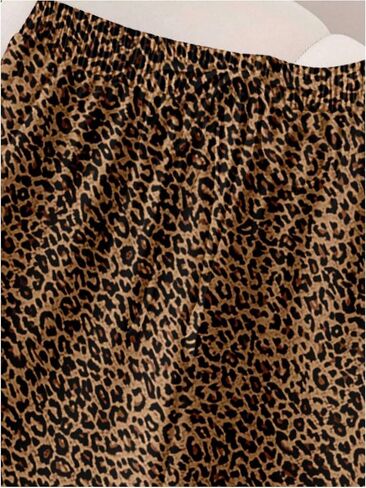 GORGLITTER Women's Plus Size Leopard Pants Y2k Elastic High Waist Loose Wide Leg Trousers in Saudi Arabia