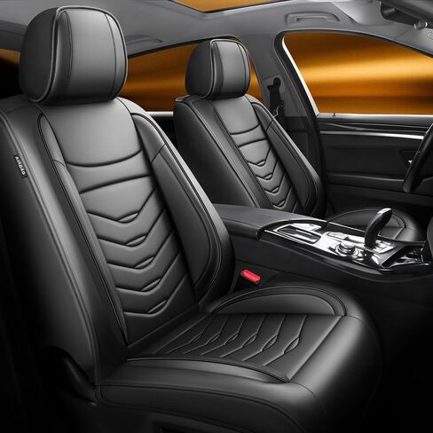 أغطية مقاعد السيارة Fit Camry متوافقة مع Toyota Camry 2012-2023 2024 2025 2026. تغطية كاملة من الجلد المقاوم للماء، واقي وسادة المقعد لجميع الأحوال الجوية - سهل التركيب (مجموعة كاملة من 5 مقاعد، أسود) in Kuwait