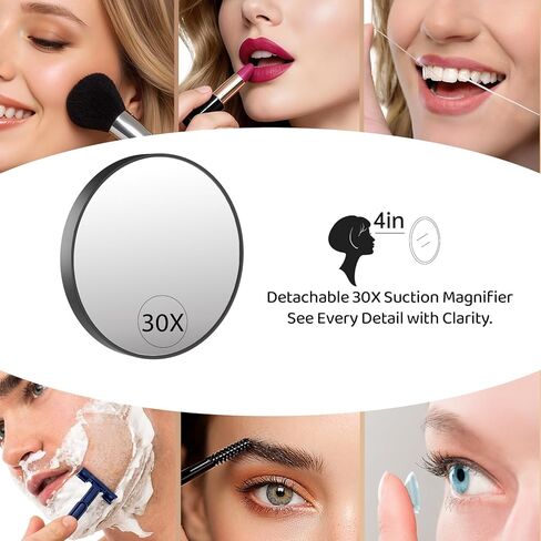 مرآة محمولة بإضاءة قابلة لإعادة الشحن بقدرة 2000 مللي أمبير في الساعة من فاميهومي، 3 أوضاع إضاءة ملونة وقابلة للتعتيم، مرآة يد مع مرآة مكبرة قابلة للفصل 30 مرة، محمولة وقابلة للتعليق للمكياج، وتصفيف الشعر، والحلاقة in Kuwait