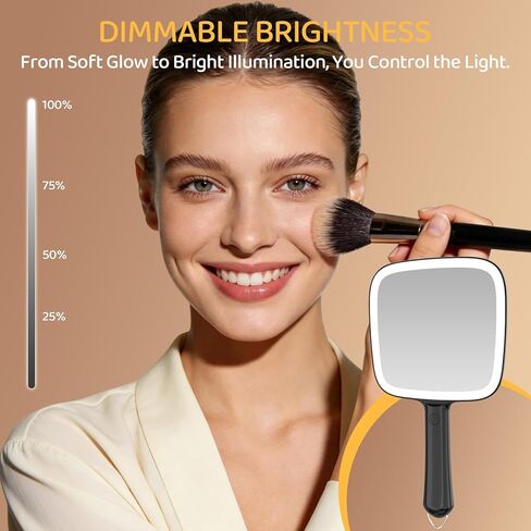 مرآة محمولة بإضاءة قابلة لإعادة الشحن بقدرة 2000 مللي أمبير في الساعة من فاميهومي، 3 أوضاع إضاءة ملونة وقابلة للتعتيم، مرآة يد مع مرآة مكبرة قابلة للفصل 30 مرة، محمولة وقابلة للتعليق للمكياج، وتصفيف الشعر، والحلاقة in Kuwait