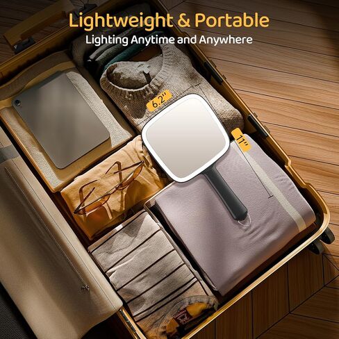 مرآة محمولة بإضاءة قابلة لإعادة الشحن بقدرة 2000 مللي أمبير في الساعة من فاميهومي، 3 أوضاع إضاءة ملونة وقابلة للتعتيم، مرآة يد مع مرآة مكبرة قابلة للفصل 30 مرة، محمولة وقابلة للتعليق للمكياج، وتصفيف الشعر، والحلاقة in Kuwait