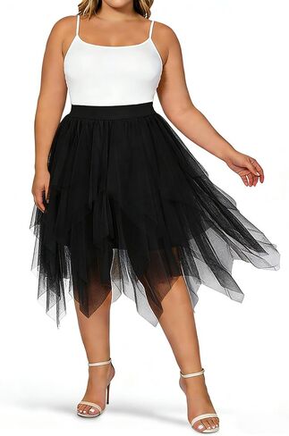 Moon Wood Tulle Skirts for Women Midi Long Layered Tutu Skirt High Waisted A-Line Puffy Fairy Skirt for Valentine's Day in Saudi Arabia