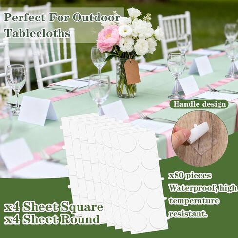 80PCS Adhensive Table Cloth Holder Clips Clear Removable Tablecloth Clip Double Sided Mounting Dots Windproof Transparent Clamps for Securing Tablecloths Indoor Outdoor Party Wedding Christmas Picnic in Saudi Arabia