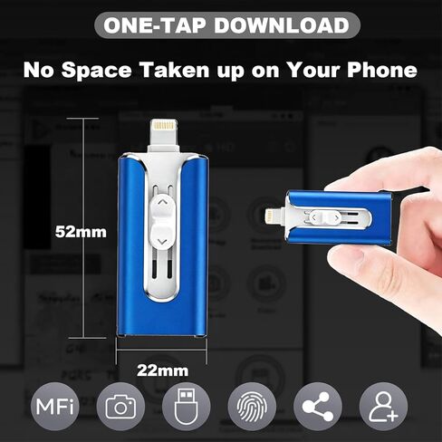 Flash Drive 256GB for iPhone Thumb Drive, 3 in 1 Lightning, Type-C and USB, External Hard Drive for iPhone, High Speed External Storage Jump Drive for iPhones/iPad/Android/PC, Pink in Saudi Arabia