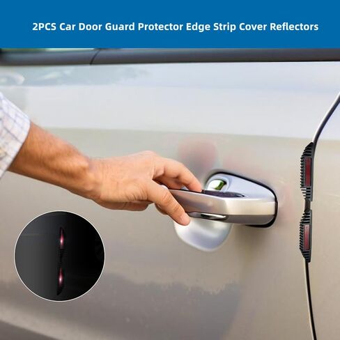 واقيات حواف أبواب السيارة مع شريط عاكس، مقاس عالمي، أسود وأحمر، عبوتان in Kuwait