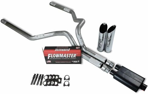 Shopline Dual 3 بوصة يناسب Ram 1500 94'-03' Flowmaster Super 44 سلسلة Slash Chrome Tip in Kuwait