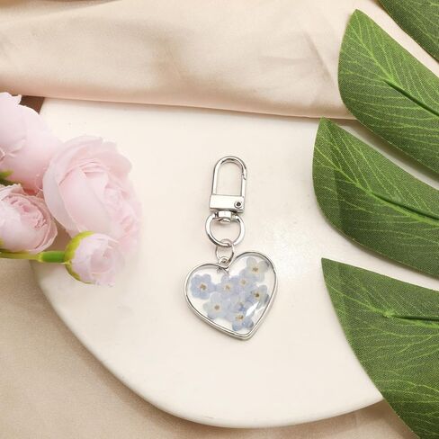 سلسلة مفاتيح Forget Me Not Flowers المضغوطة على شكل زهرة Forget Me Not هدايا للنساء في أعياد الميلاد وعيد الميلاد وعيد الحب وعيد الأم in Kuwait