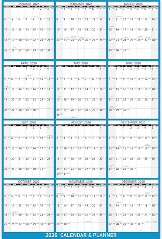 2026 Yearly Wall Calendar - Large Dry Erase Calendar for Wall, 23" x 35", January - December, 12 Months Folded Yearly Calendars 2026 in Kuwait