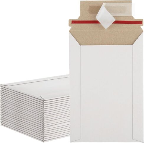 100 Pack 4.5x6.5 Inch Rigid Mailers, Self Seal Photo Document Mailer Cardboard Mailing Envelopes Stay Flat Mailers for CD, Photos, Document, Pictures, Papers, Files, White in Saudi Arabia