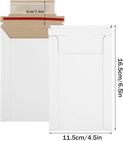 100 Pack 4.5x6.5 Inch Rigid Mailers, Self Seal Photo Document Mailer Cardboard Mailing Envelopes Stay Flat Mailers for CD, Photos, Document, Pictures, Papers, Files, White in Saudi Arabia