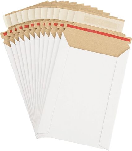 100 Pack 4.5x6.5 Inch Rigid Mailers, Self Seal Photo Document Mailer Cardboard Mailing Envelopes Stay Flat Mailers for CD, Photos, Document, Pictures, Papers, Files, White in Saudi Arabia