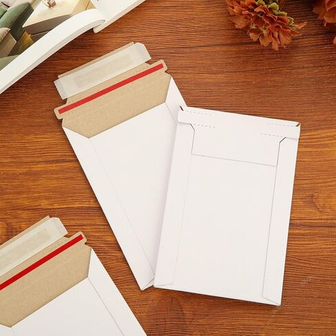 100 Pack 4.5x6.5 Inch Rigid Mailers, Self Seal Photo Document Mailer Cardboard Mailing Envelopes Stay Flat Mailers for CD, Photos, Document, Pictures, Papers, Files, White in Saudi Arabia