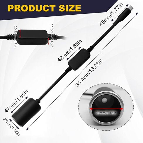 محول USB C إلى 12 فولت/18 وات نوع C ذكر إلى 12 فولت مقبس ولاعة السجائر كابل أنثى، نظام تحديد المواقع العالمي (GPS)، كاميرا داش، شرائط إضاءة LED للسيارة، إلخ، خط الطاقة in Kuwait