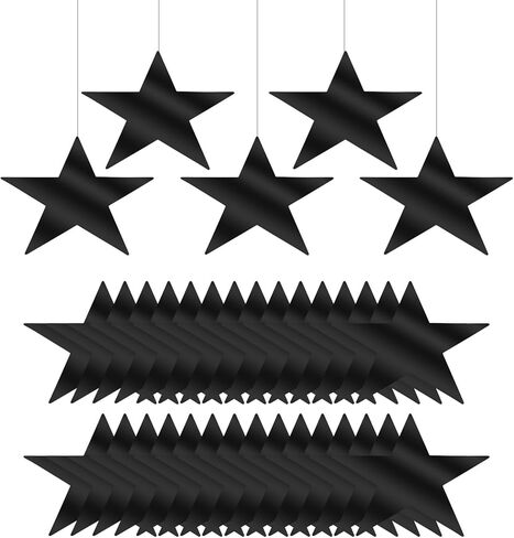 PATIKIL Large Star Cutouts, 80 Pcs 11" Double Printed Paper Star Decoration Star Cardboard Cutout Five Stars Cutout for Wedding Movie Night Party Decoration DIY Classroom, Black in Saudi Arabia