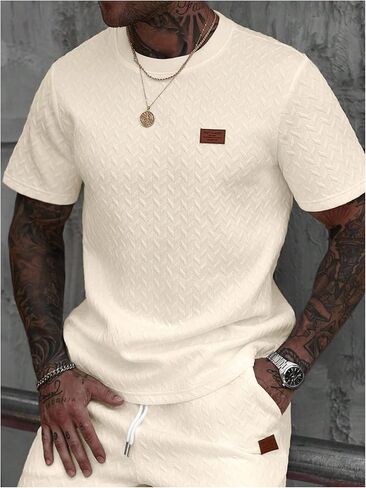 SHENHE Men's T Shirt Casual Crewneck Short Sleeve Tee Summer Textured Shirt Streetwear in Saudi Arabia