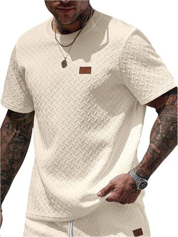 SHENHE Men's T Shirt Casual Crewneck Short Sleeve Tee Summer Textured Shirt Streetwear in Saudi Arabia
