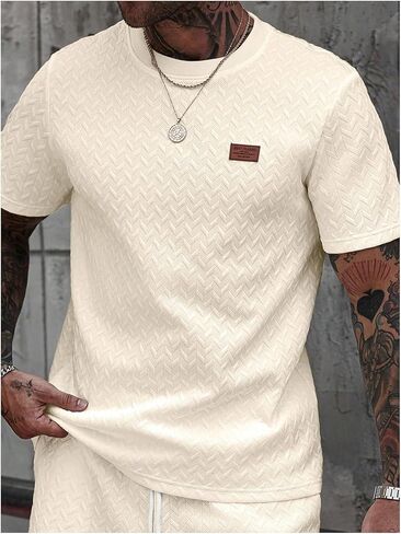 SHENHE Men's T Shirt Casual Crewneck Short Sleeve Tee Summer Textured Shirt Streetwear in Saudi Arabia