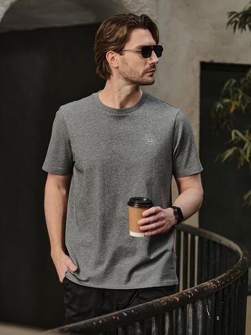 ALLZERO Men's Heavyweight Cotton Relaxed Fit Short Sleeve T-Shirt Crew Neck Vintage Graphic Tees Men in Saudi Arabia