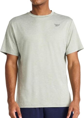 Reebok Men's Reflective Small Logo Crewneck T-Shirt, Standard Fit, Lightweight Cool Touch Jersey Fabric in Saudi Arabia
