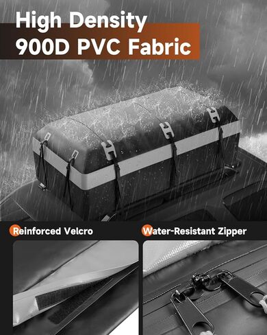 30 Cubic Feet Car Rooftop Cargo Carrier Bag, Soft-Shell Car Roof Luggage Bag for All Vehicles with/Without Racks, Include 2 Reinforced Straps, 6 Door Hooks, Anti-Slip Mat, Luggage Lock in Kuwait