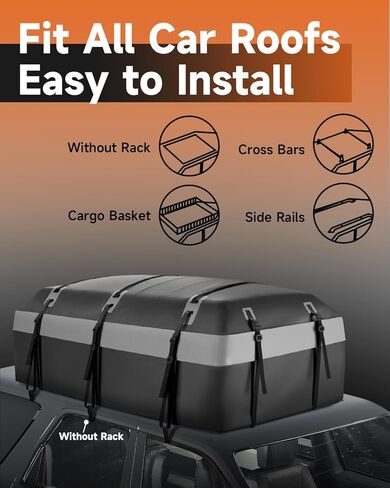 30 Cubic Feet Car Rooftop Cargo Carrier Bag, Soft-Shell Car Roof Luggage Bag for All Vehicles with/Without Racks, Include 2 Reinforced Straps, 6 Door Hooks, Anti-Slip Mat, Luggage Lock in Kuwait