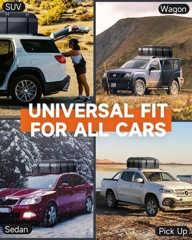 30 Cubic Feet Car Rooftop Cargo Carrier Bag, Soft-Shell Car Roof Luggage Bag for All Vehicles with/Without Racks, Include 2 Reinforced Straps, 6 Door Hooks, Anti-Slip Mat, Luggage Lock in Kuwait