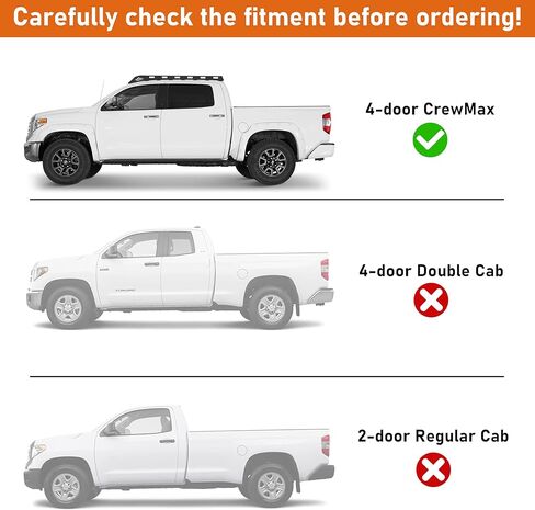 Hooke Road 14-21 Tundra Roof Rack Platform قضبان متقاطعة من الألومنيوم لسيارة Toyota Tundra CrewMax (4 أبواب كاملة الحجم) لعام 2014-2021، وسلة شحن على السطح البري، وقضبان حامل الأمتعة in Saudi Arabia