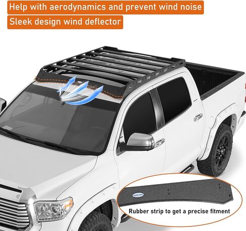 Hooke Road 14-21 Tundra Roof Rack Platform قضبان متقاطعة من الألومنيوم لسيارة Toyota Tundra CrewMax (4 أبواب كاملة الحجم) لعام 2014-2021، وسلة شحن على السطح البري، وقضبان حامل الأمتعة in Saudi Arabia