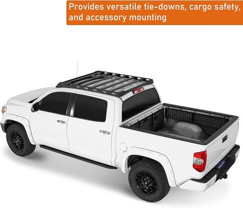 Hooke Road 14-21 Tundra Roof Rack Platform قضبان متقاطعة من الألومنيوم لسيارة Toyota Tundra CrewMax (4 أبواب كاملة الحجم) لعام 2014-2021، وسلة شحن على السطح البري، وقضبان حامل الأمتعة in Saudi Arabia