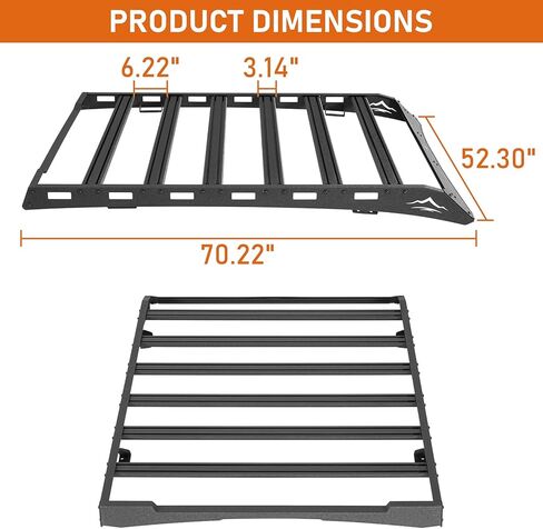Hooke Road 14-21 Tundra Roof Rack Platform قضبان متقاطعة من الألومنيوم لسيارة Toyota Tundra CrewMax (4 أبواب كاملة الحجم) لعام 2014-2021، وسلة شحن على السطح البري، وقضبان حامل الأمتعة in Saudi Arabia