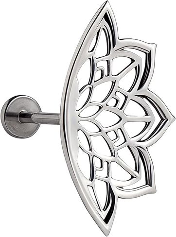 أقراط تيتانيوم مضادة للحساسية للنساء، أقراط بوهو الغضروف الحلزونية القوطية الشرير الهندسي ماندالا زهرة اللوتس المخفية أقراط ثقب اللولب الفريدة من نوعها مجوهرات هدية شخصية in Kuwait