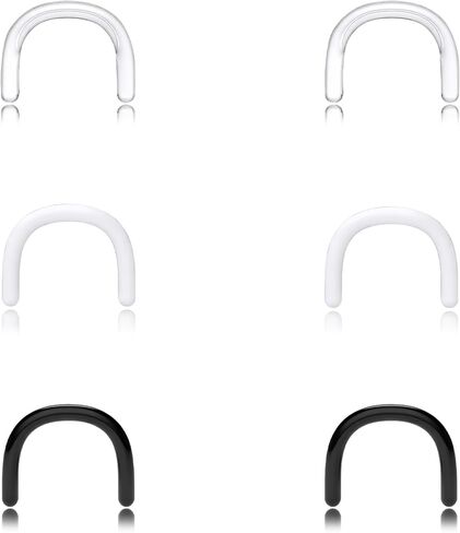 2G 4G 6G 8G 10G 12G 14G 16G Acrylic Septum Retainer 3 Pair U-Shaped Invisible Nose Piercing Retainers Clear Septum Ring Retainers Hidden Body Piercings Jewelry for Work, Surgery, Sports in Saudi Arabia