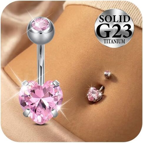 Anicina G23 التيتانيوم خاتم على شكل زر البطن هيبوالرجينيك 14G حلقات البطن مترابطة داخليًا مكعب زركونيا السرة ثقب المجوهرات للنساء 6 مم 8 مم 10 مم 12 مم 14 مم 16 مم in Kuwait