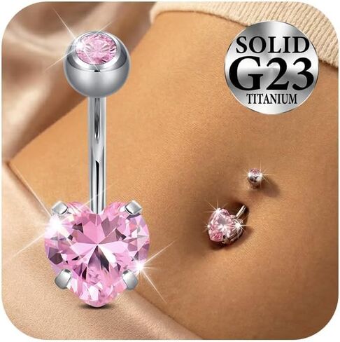 Anicina G23 التيتانيوم خاتم على شكل زر البطن هيبوالرجينيك 14G حلقات البطن مترابطة داخليًا مكعب زركونيا السرة ثقب المجوهرات للنساء 6 مم 8 مم 10 مم 12 مم 14 مم 16 مم in Kuwait