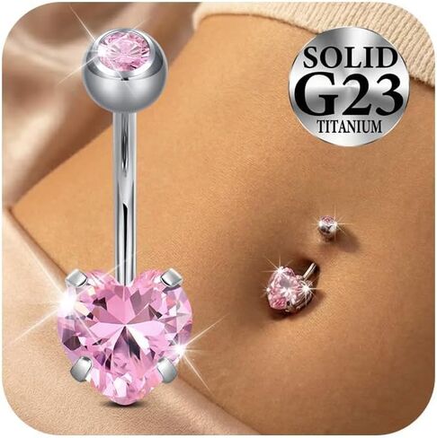 Anicina G23 التيتانيوم خاتم على شكل زر البطن هيبوالرجينيك 14G حلقات البطن مترابطة داخليًا مكعب زركونيا السرة ثقب المجوهرات للنساء 6 مم 8 مم 10 مم 12 مم 14 مم 16 مم in Kuwait