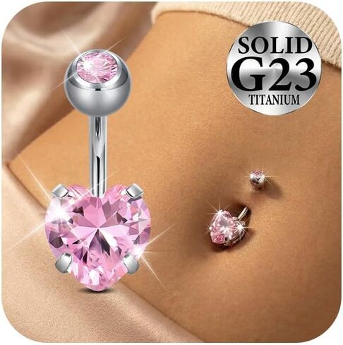 Anicina G23 التيتانيوم خاتم على شكل زر البطن هيبوالرجينيك 14G حلقات البطن مترابطة داخليًا مكعب زركونيا السرة ثقب المجوهرات للنساء 6 مم 8 مم 10 مم 12 مم 14 مم 16 مم in Kuwait