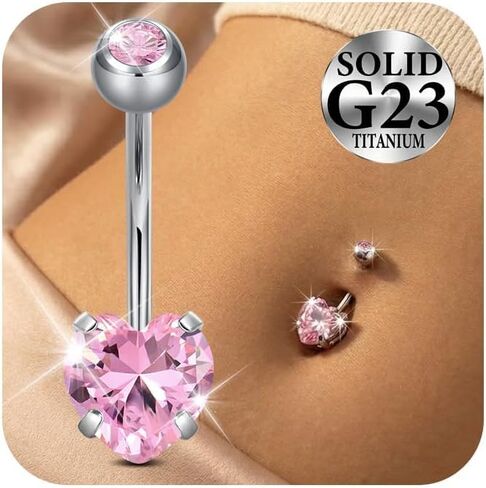 Anicina G23 التيتانيوم خاتم على شكل زر البطن هيبوالرجينيك 14G حلقات البطن مترابطة داخليًا مكعب زركونيا السرة ثقب المجوهرات للنساء 6 مم 8 مم 10 مم 12 مم 14 مم 16 مم in Kuwait