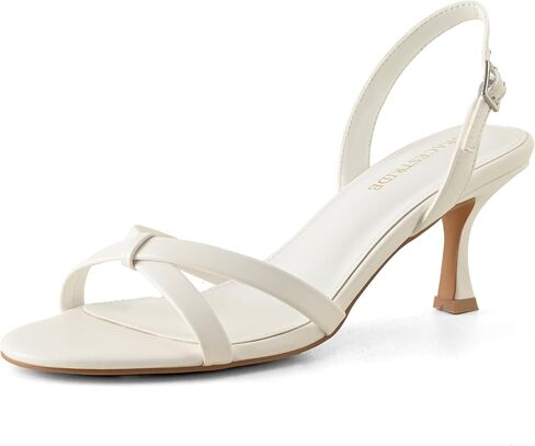 Women's Slingback Kitten Heels Strappy Heeled Sandals Adjustable Buckle Round Toe Comfortable Casual Dress Pumps Shoes in Saudi Arabia