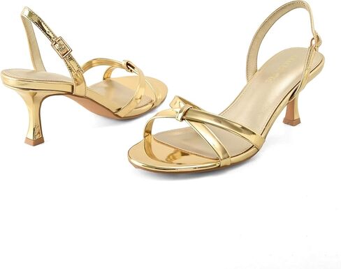 Women's Slingback Kitten Heels Strappy Heeled Sandals Adjustable Buckle Round Toe Comfortable Casual Dress Pumps Shoes in Saudi Arabia