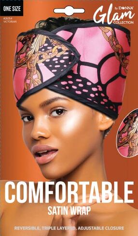 DONNA Comfortable Satin Wrap – 24X6 Reversible Triple Layered Satin Hair Wrap with Adjustable Closure – Soft Silky Head Wrap for Women, Braids, Locs & Natural Hair CHAIN in Saudi Arabia